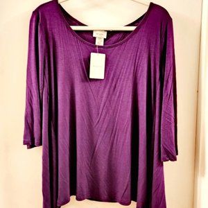 🔥NWT BELLINO SHARKBITE PLUS SIZE TOP BLOUSE - PLUS SIZE 1X